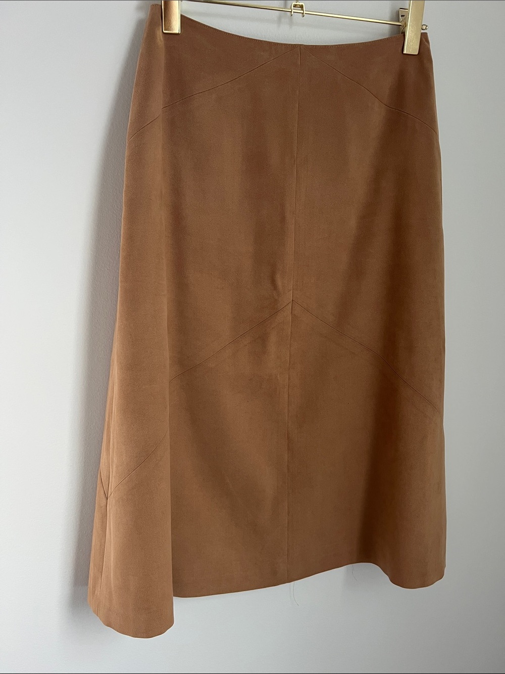 Talbots | Petites Camel Brown A-Line Faux Suede Skirt Size 4 - Picture 5 of 16
